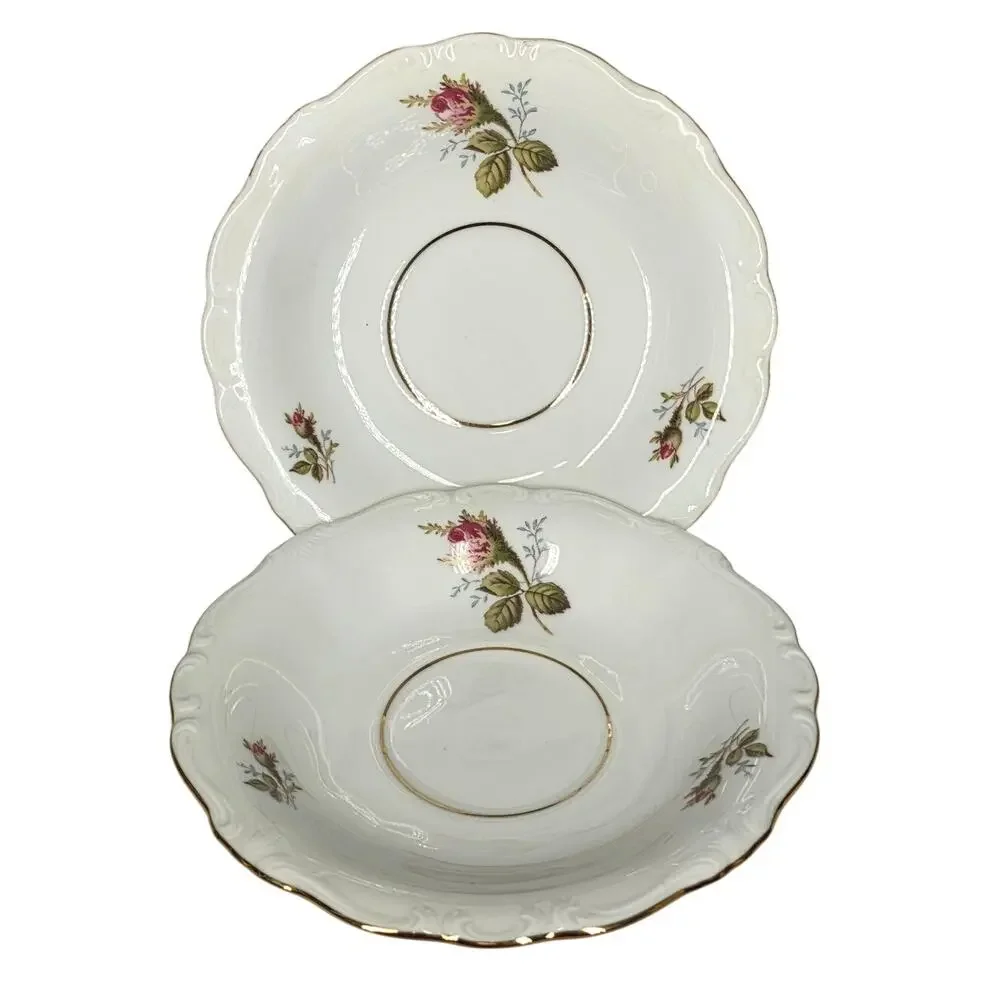 VINTAGE JOHANN HAVILAND BAVARIA GERMANY FLORAL PORCELAIN PLATE – GOLD TRIM – 6
